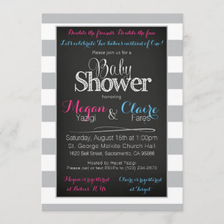 Joint coed Baby Shower Chalkboard Invitation Card