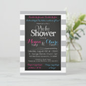 Joint coed Baby Shower Chalkboard Invitation Card (Standing Front)