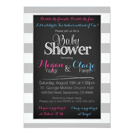 Joint coed Baby Shower Chalkboard Invitation Card