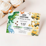 Joint Dinosaur & Construction Sibling Birthday Invitation<br><div class="desc">Get ready to roar and dig with this bold and playful Dinosaur and Construction Joint Birthday Invitation—perfect for celebrating two adventurous kiddos in one epic party! Featuring roaring dinos and mighty dump trucks, this vibrant design brings together two favorite themes in one unforgettable invite. Ideal for siblings or friends sharing...</div>