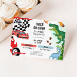 Joint Dinosaur & Race Cars Sibling Birthday Invitation<br><div class="desc">Start your engines and get ready to ROAR with this bold and playful Race Car and Dinosaur Joint Birthday Invitation—perfect for celebrating two adventurous kiddos in one epic party! Featuring speedy race cars and roaring dinosaurs, this energetic design brings together two favorite themes in one unforgettable invite. Ideal for siblings...</div>