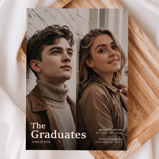 Joint Double Photo Graduation Party Invitation Postcard (Creator Uploaded)