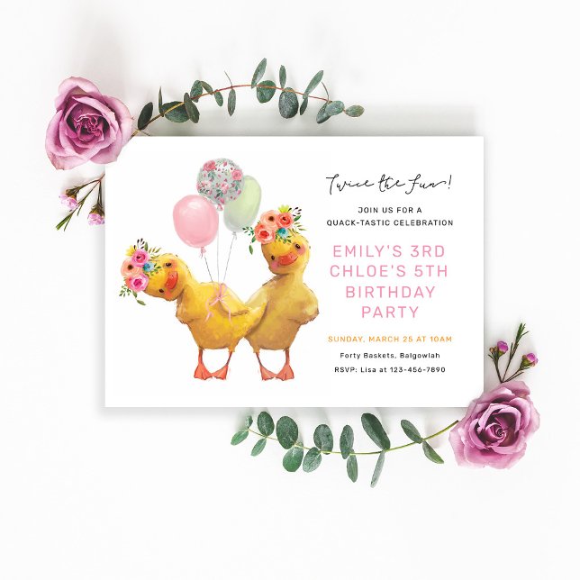 Joint Ducklings Birthday Invite, Siblings Friends  Invitation (Creator Uploaded)