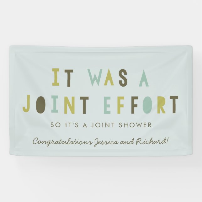 Joint Effort Couple's Baby Shower Banner // Aqua (Horizontal)