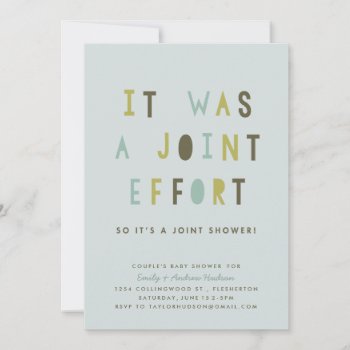 Joint Effort Couple's Baby Shower Invitation by StaceyDesign at Zazzle
