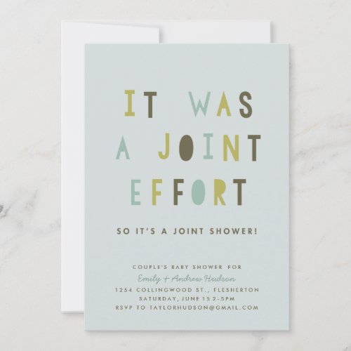 Joint Effort Couples Baby Shower Invitation