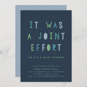 Joint Effort Couple's Baby Shower Invitation Blues
