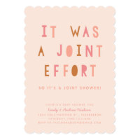 Joint Effort Couple's Baby Shower Invitation Blush
