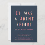 Joint Effort Couple&#39;s Baby Shower Invitation Navy at Zazzle