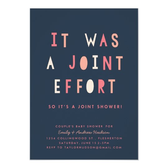 Joint Effort Couple S Baby Shower Invitation Navy Zazzle Com