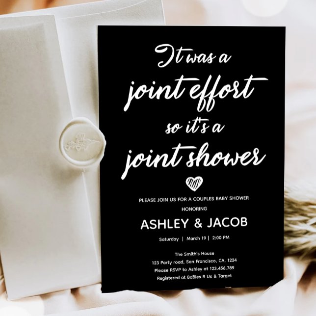 Joint Effort Joint Shower Coed Couples Baby Shower Invitation (Creator Uploaded)