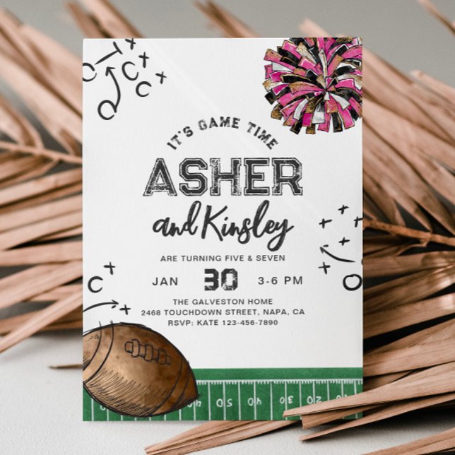 Joint Football Cheer Birthday Invitations | Co-Ed (Creator Uploaded)