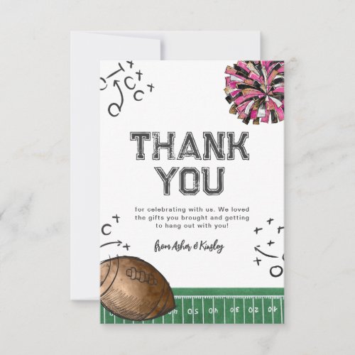 Joint Football Cheer Birthday Thank You Cards