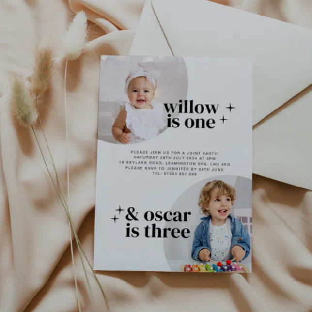 Joint Girl Boy Birthday Invitation with Arches Zazzle