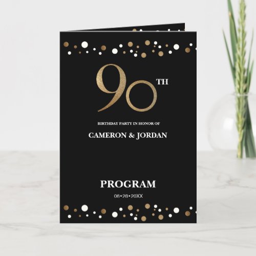 Joint Gold and Black Confetti 90th birthday  Program