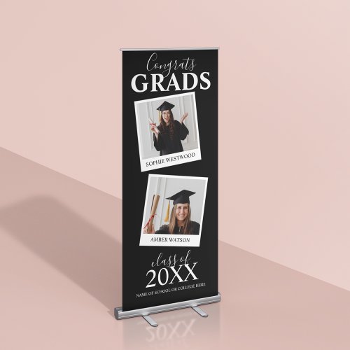 Joint Graduation  2 Photo Invitation Retractable Banner