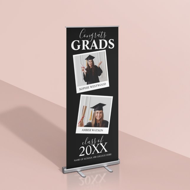 Joint Graduation | 2 Photo Invitation Retractable Banner (Creator Uploaded)