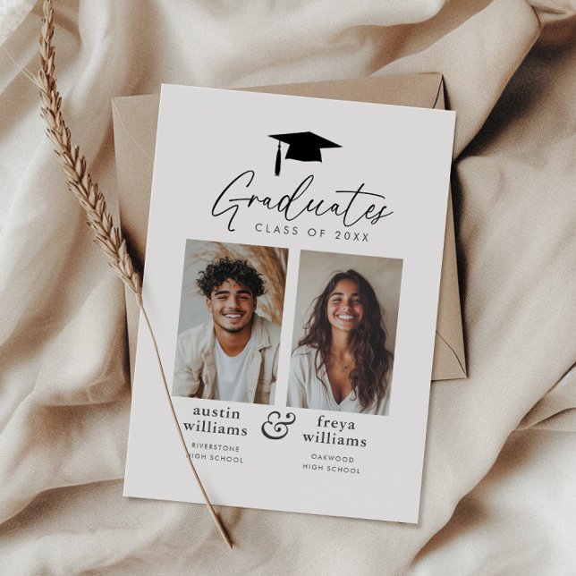 Joint Graduation Party 2 Photo Announcement Postcard (Zazzle Joint Graduation Party 2 Photo Announcement Postcard)