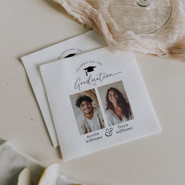 Joint Graduation Party 2 Photo Napkins (Zazzle Joint Graduation Party 2 Photo Napkins)