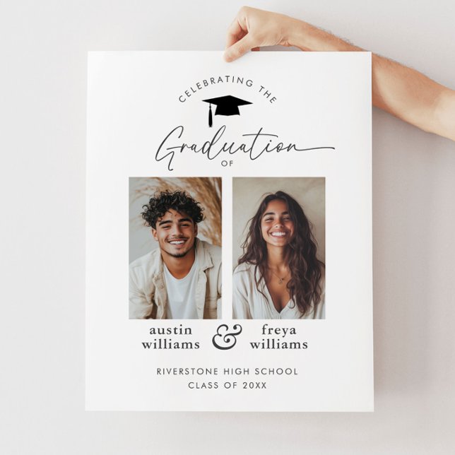 Joint Graduation Party 2 Photo Welcome Poster (Zazzle Joint Graduation Party 2 Photo Welcome Poster)