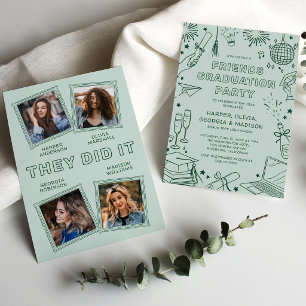Joint Graduation Party Invitation for 4 Graduates