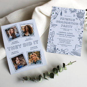 Joint Graduation Party Invitation for 4 Graduates