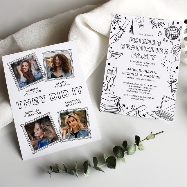 Joint Graduation Party Invitation for 4 Graduates (Creator Uploaded)