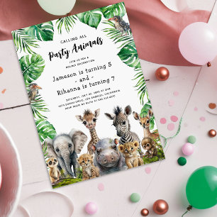 Joint Jungle Party Animals Invitation