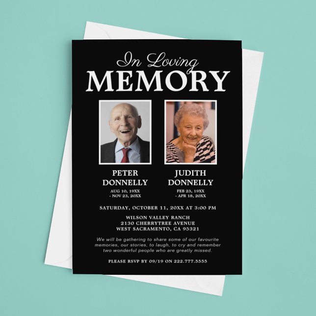 Joint Memorial Celebration of Life 2 Photo Invitation (Creator Uploaded)