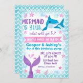Joint Mermaid and Shark Birthday Invitation (Front/Back)
