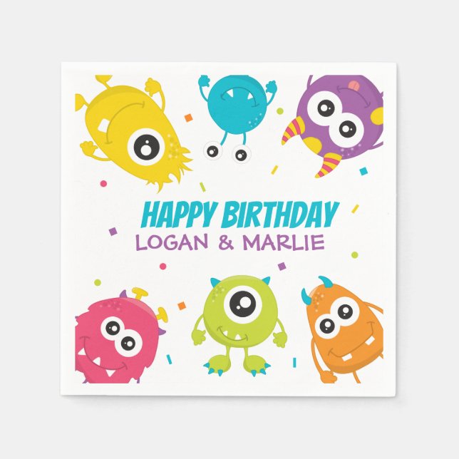 Joint Monster Birthday Party Sign Napkins (Front)