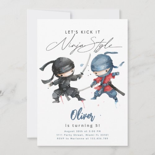 Joint Ninja Birthday Invitation Martial Arts