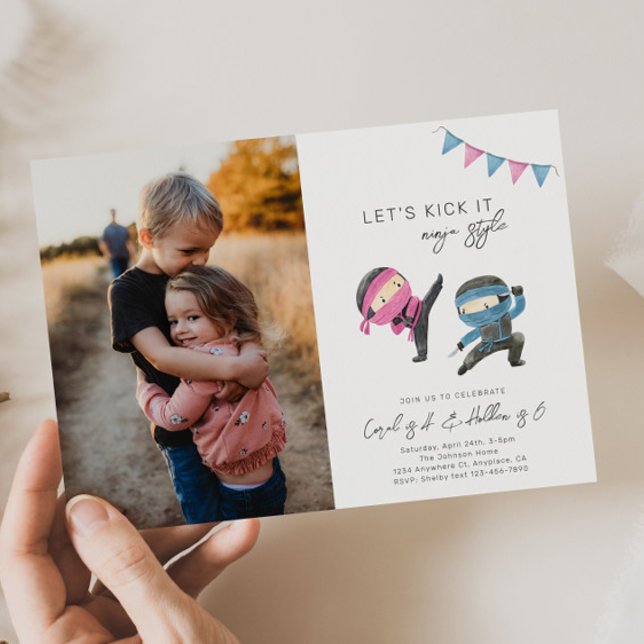 Joint Ninja Birthday Invitation | Sibling Birthday (Creator Uploaded)