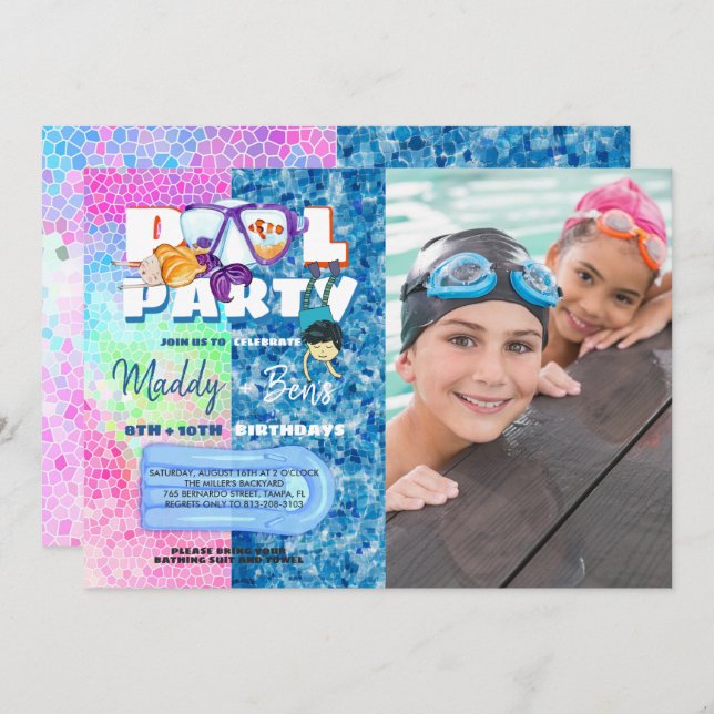 Joint Pool Party Invitation (Front/Back)
