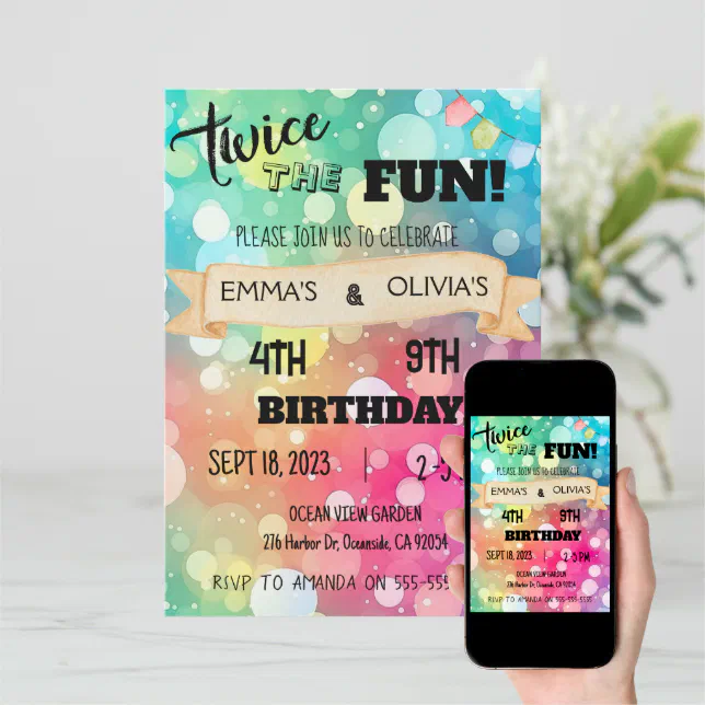 Joint Sibling Combined Birthday Party Girl Boy Invitation Zazzle