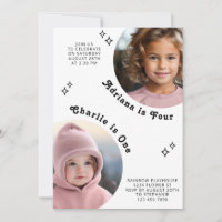 Joint Sibling Portrait Photo Minimal Boho Birthday