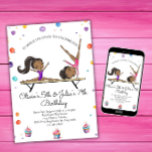 Joint Sisters Dual Sibling Gymnastics Birthday  Invitation<br><div class="desc">This gymnastics birthday party invitation is part of a matching set of birthday party accessories. Your little girl is going to enjoy every magical moment of her special day. This design features the colors of the rainbow with special emphasis on pink and purple. You will find a lovely gymnasts, balls...</div>