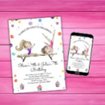 Joint Sisters Dual Sibling Gymnastics Birthday Invitation<br><div class="desc">This gymnastics birthday party invitation is part of a matching set of birthday party accessories. Your little girl is going to enjoy every magical moment of her special day. This design features the colors of the rainbow with special emphasis on pink and purple. You will find a lovely gymnasts, balls...</div>