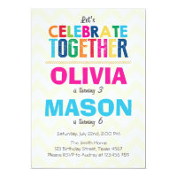 Joint twin birthday party invitation