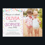 Joint twin birthday party invitation confetti<br><div class="desc">♥ A perfect way to invite your guests to a joint birthday party! Confetti rainbow colors.</div>