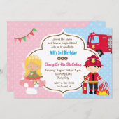 Joint Twin Birthday Party Invitation (Dual Theme) (Front/Back)