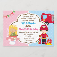 Joint Twin Birthday Party Invitation (Dual Theme)