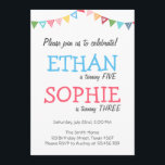 Joint twin birthday party invitation girl and boy<br><div class="desc">♥ A perfect way to invite your guests to a joint birthday party!</div>