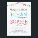 Joint twin birthday party invitation girl and boy<br><div class="desc">♥ A perfect way to invite your guests to a joint birthday party!</div>