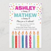 Joint twin birthday party invitation Twins Dual