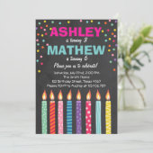 Joint twin birthday party invitation Twins Dual (Standing Front)