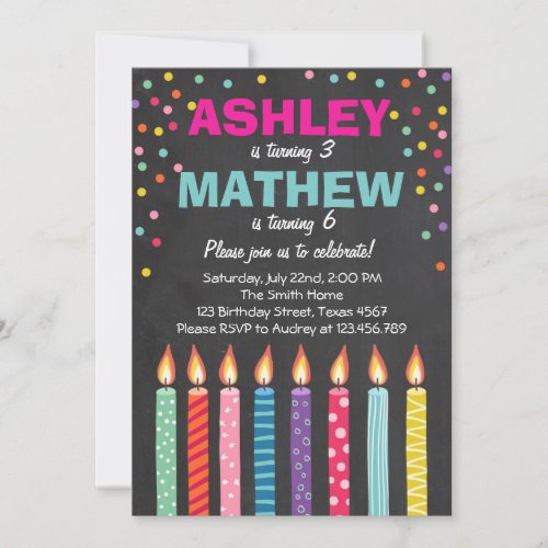 Joint twin birthday party invitation Twins Dual