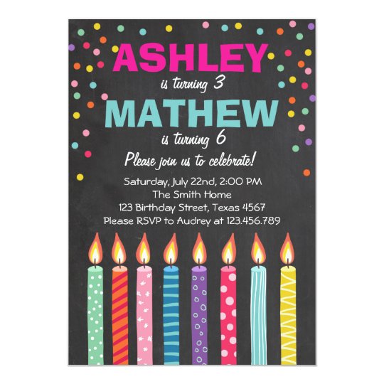 joint twin birthday party invitation twins dual zazzle com