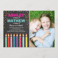 Joint twin birthday party invitation Twins Dual