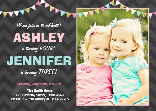 twin birthday invitations zazzle